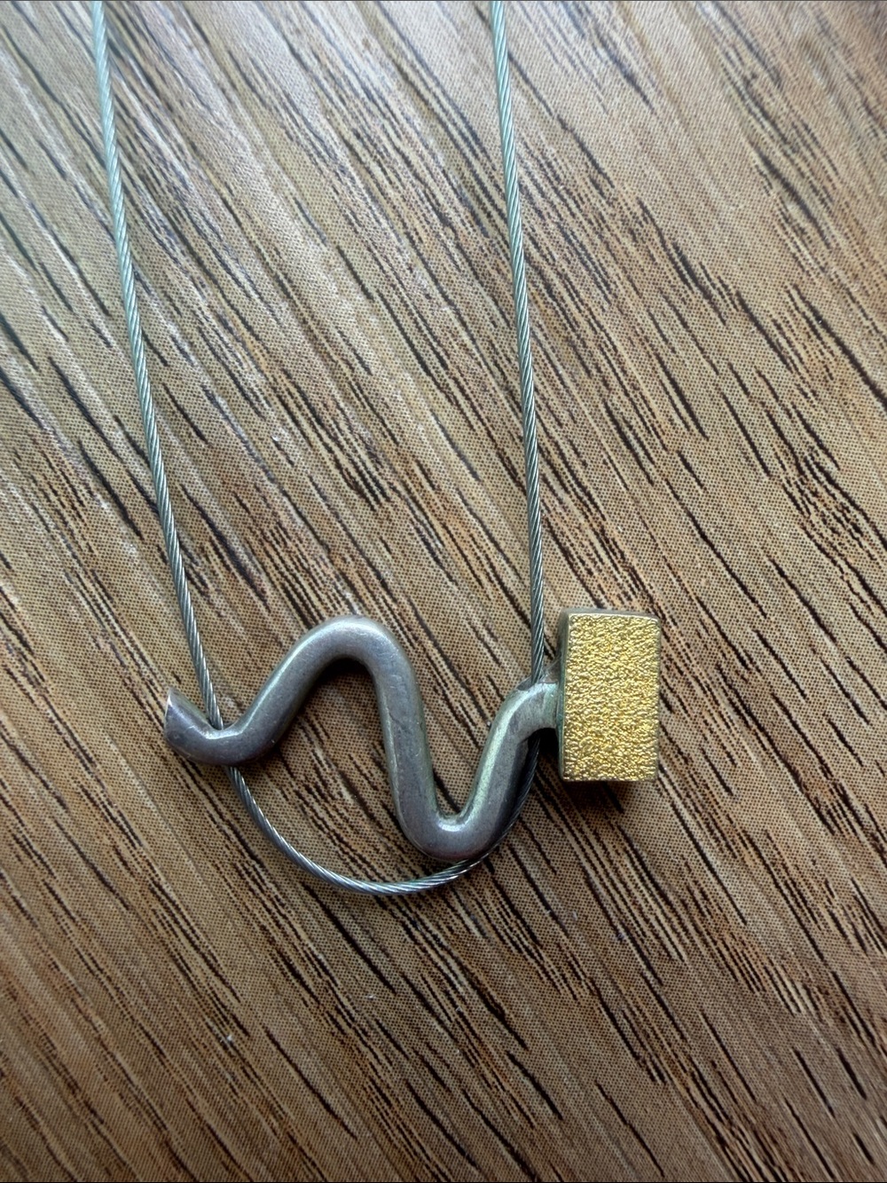 Contemporary Silver Snake Pendant Necklace with Gold Block LOD Mark Scandinavian